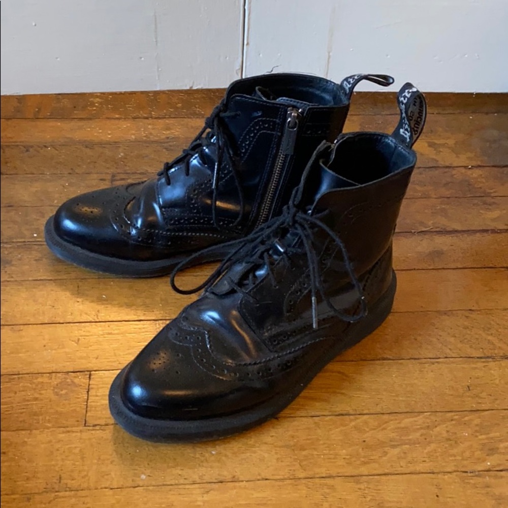 Black Dr Martens Lace Up Boots with zipper